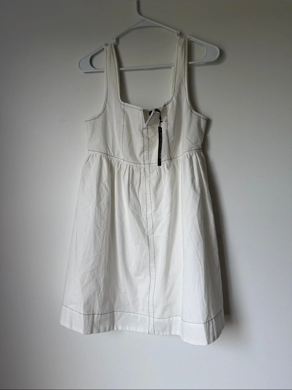 Papermoon White Dress with Contrast Topstitching 100% cotton